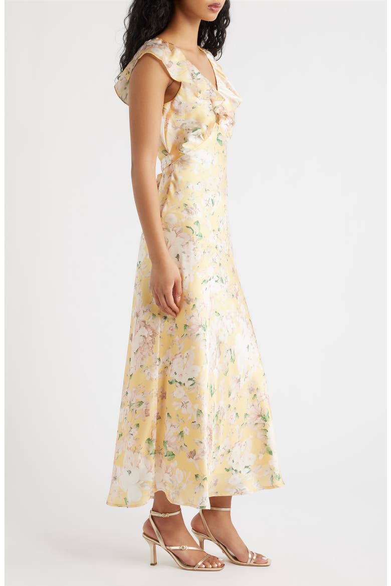 Carter Ruffle Neck Tie Back Maxi Dress, Alternate, color, YELLOW FLORAL