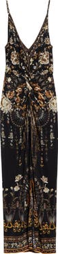 Camilla Flamenco Folklore Print Strappy Twist Front Jersey Maxi Dress