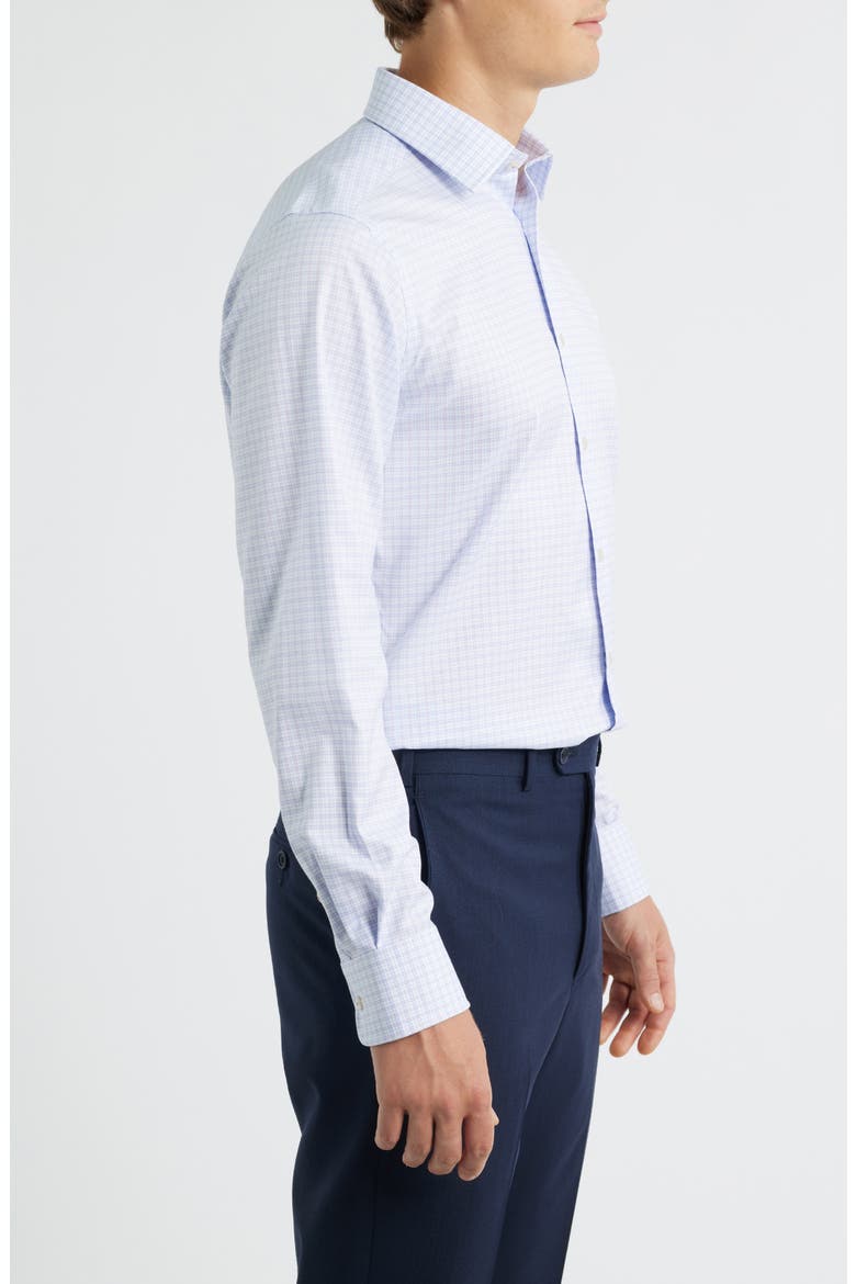 Trim Fit Twill Check Dress Shirt, Alternate, color, SKY/BERRY