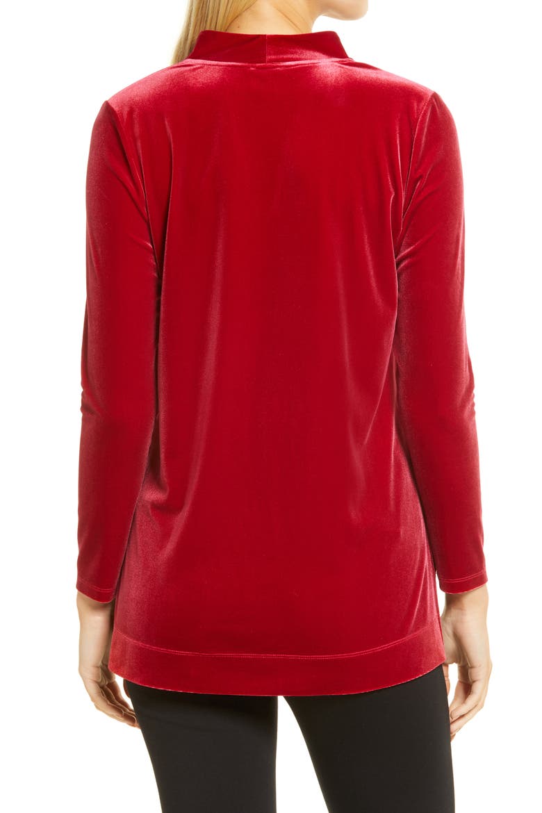 V-Neck Velour Top, Alternate, color, TITIAN RED