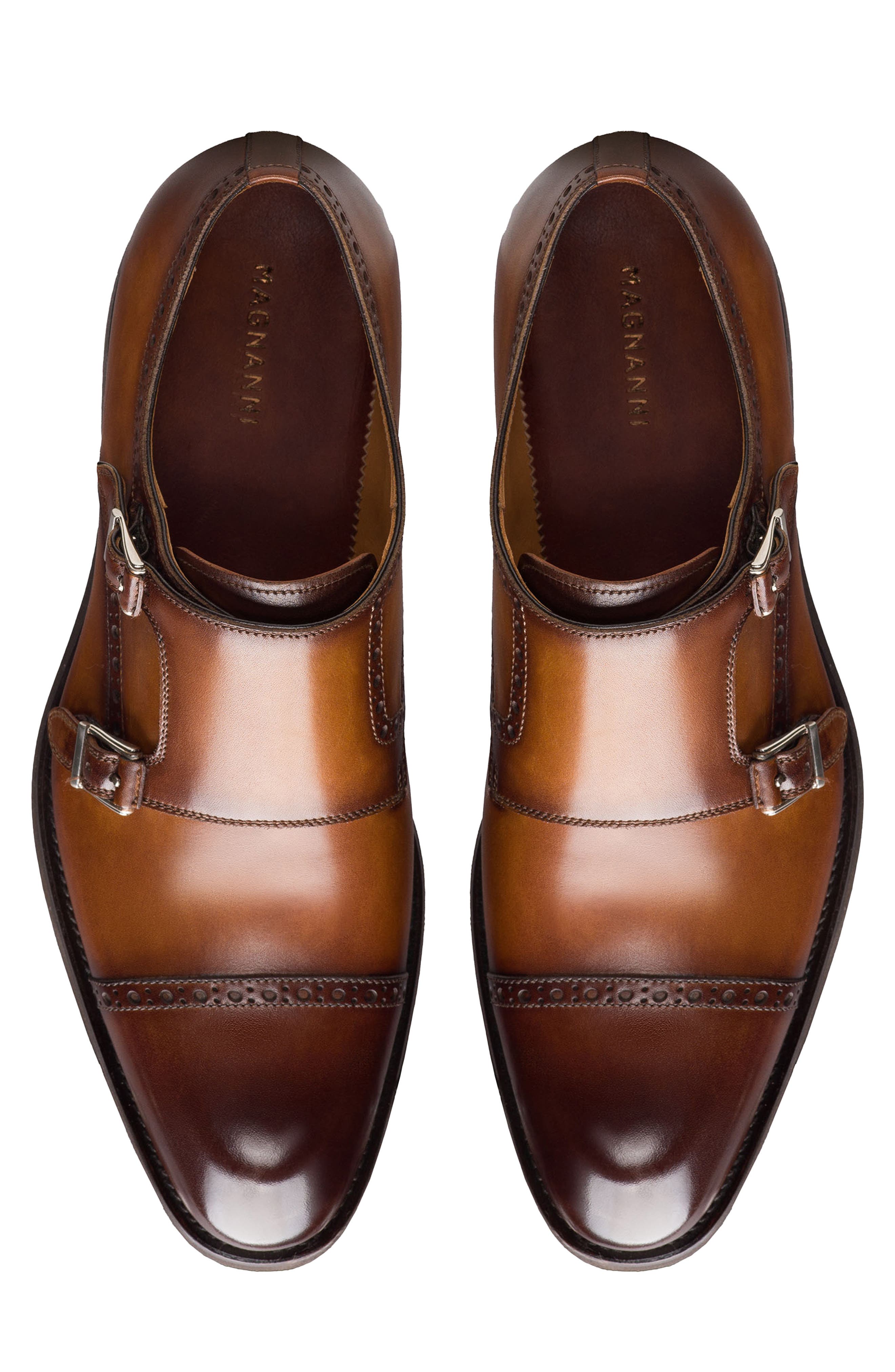 Magnanni Monk Strap Shoe, Alternate, color, Cuero