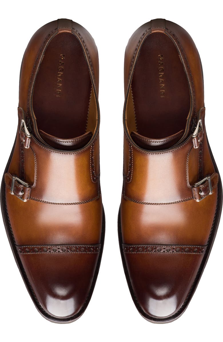 Magnanni Monk Strap Shoe, Alternate, color, Cuero