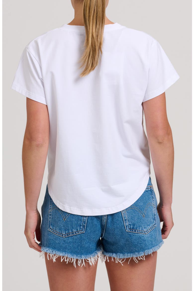 Raw Edge Appliqué V-Neck Cotton Blend T-Shirt, Alternate, color, WHITE MULTI