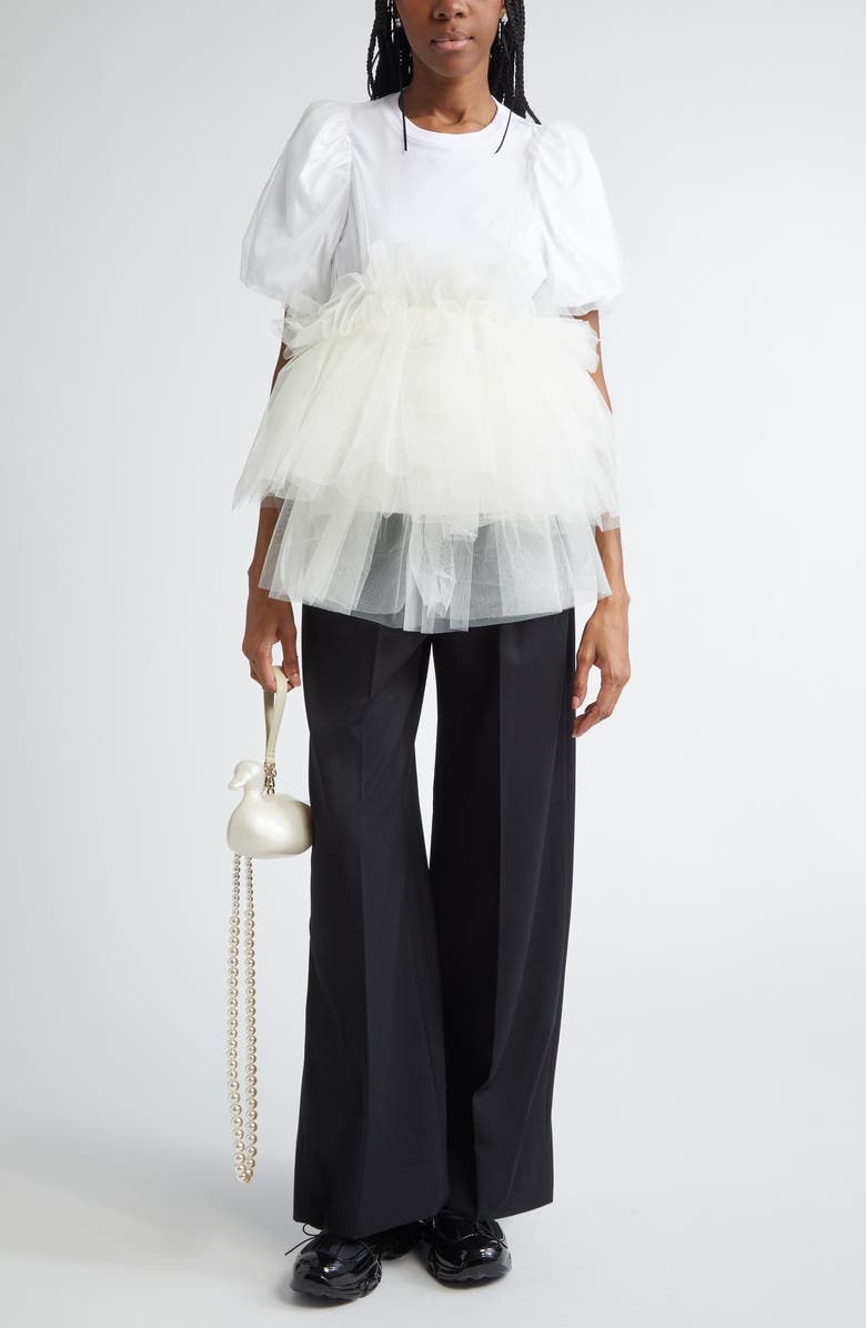 Simone Rocha Puff Sleeve Tutu Top, Alternate, color, White