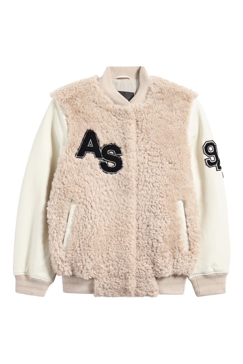 Valerie Mixed Media Genuine Shearling Jacket, Alternate, color, OFF WHITE