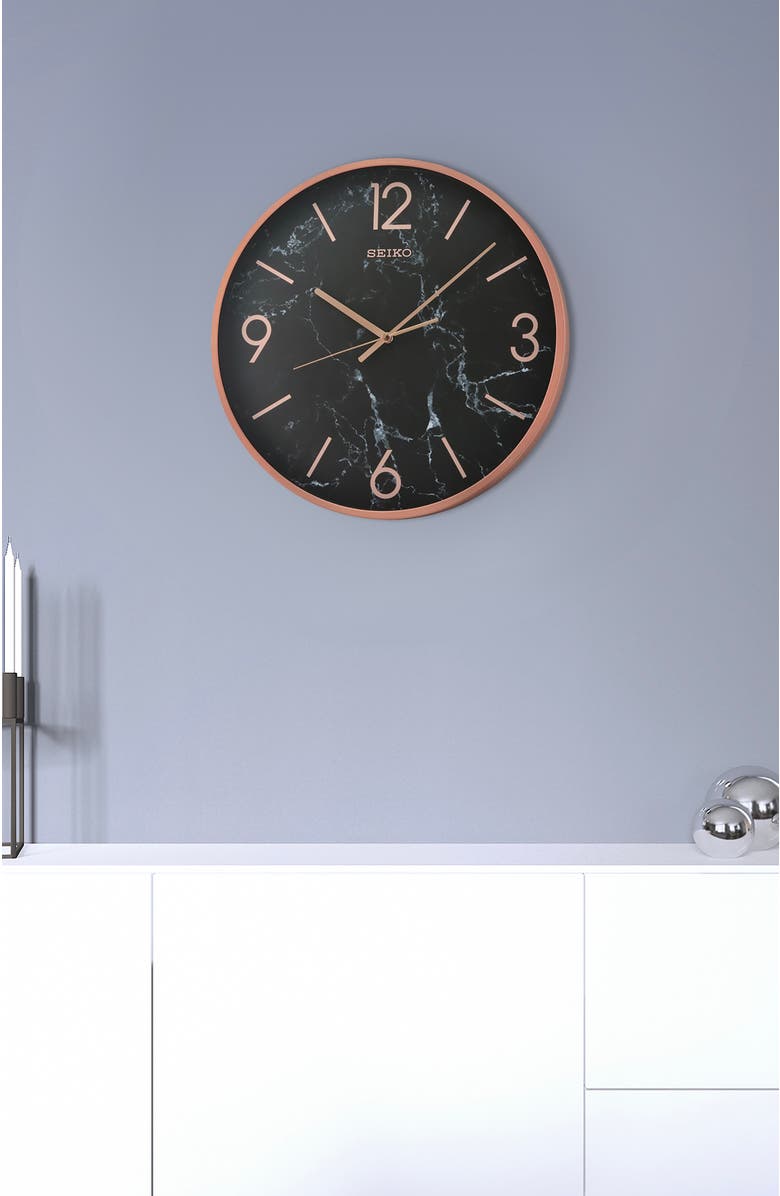 Seiko 16in. Noir Wall Clock, Alternate, color, Black