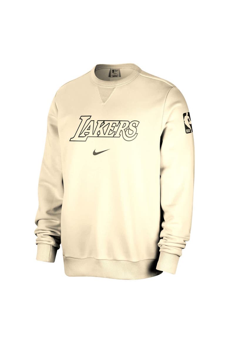 Men's Nike Cream Los Angeles Lakers Courtside Standard Issue Performance Pullover Sweatshirt, Alternate, color, Cream