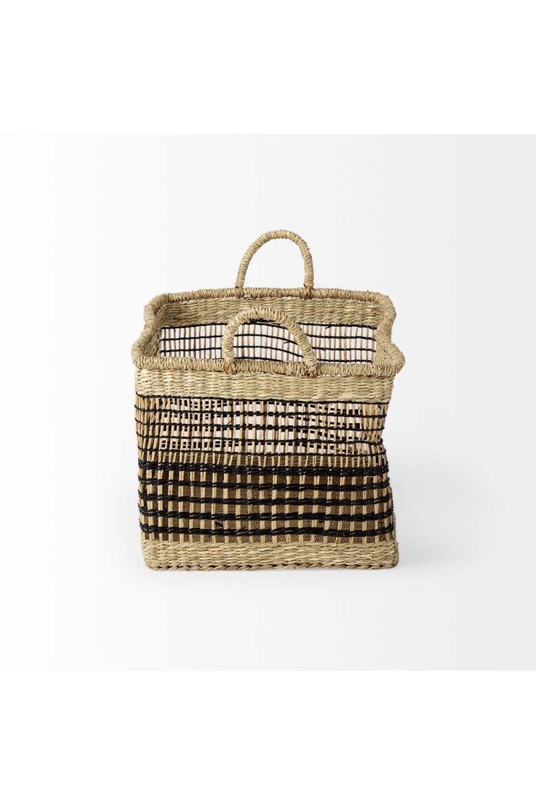 Nia Set of 2 Seagrass Rectangular Basket with Handles, Alternate, color, Brown
