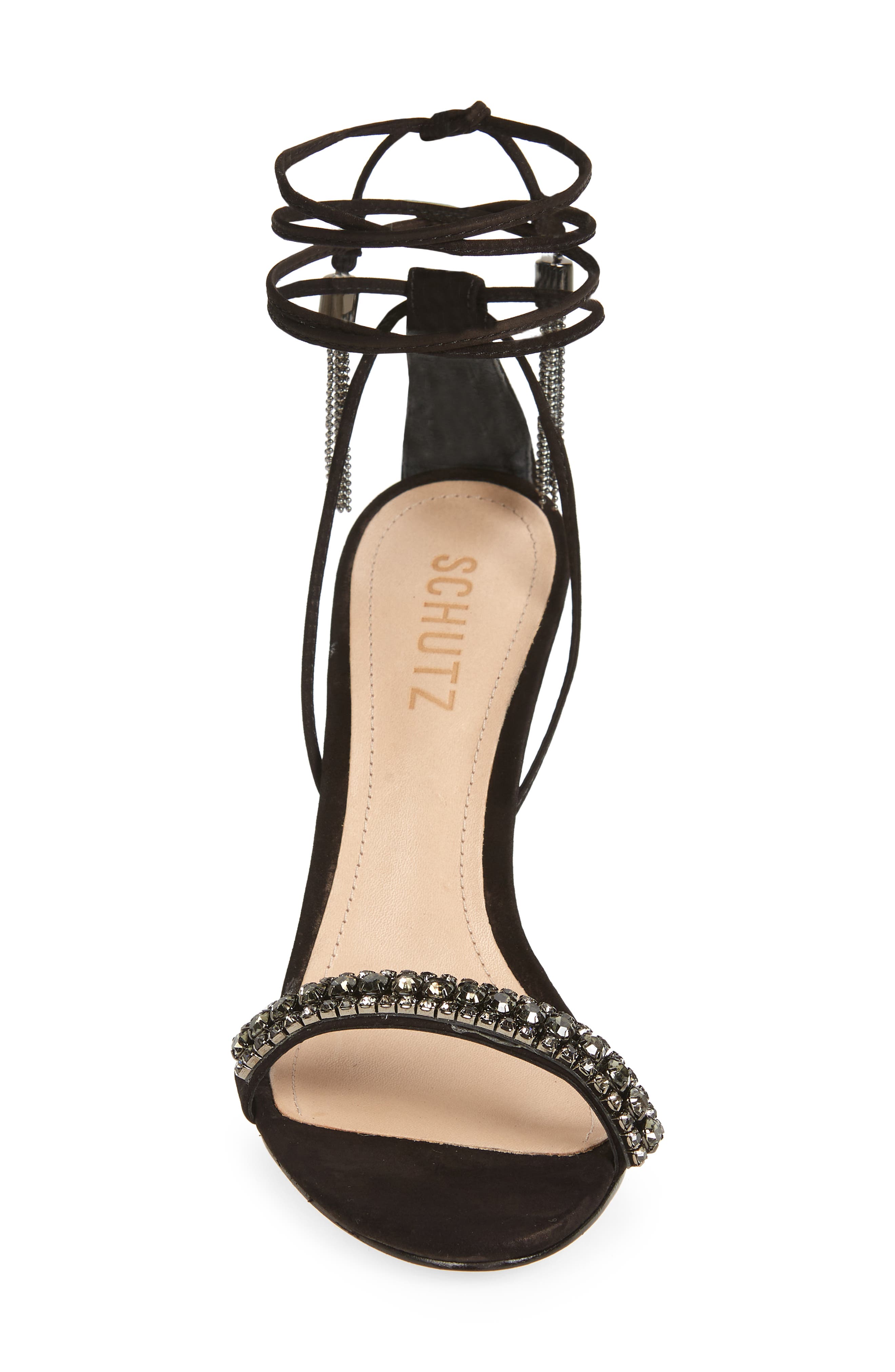 Schutz Bellin Crystal Detail Ankle Wrap Sandal, Alternate, color, 