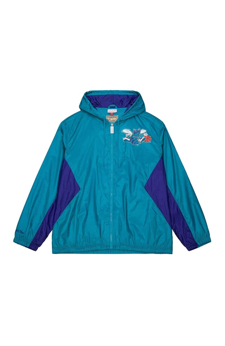 Mitchell & Ness Men's Mitchell & Ness Teal Charlotte Hornets Playmaker Full-Zip Hooded Windbreaker Jacket, Alternate, color, Teal