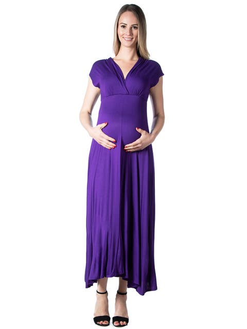 Maternity Cap Sleeve V-Neck Maxi Dress
