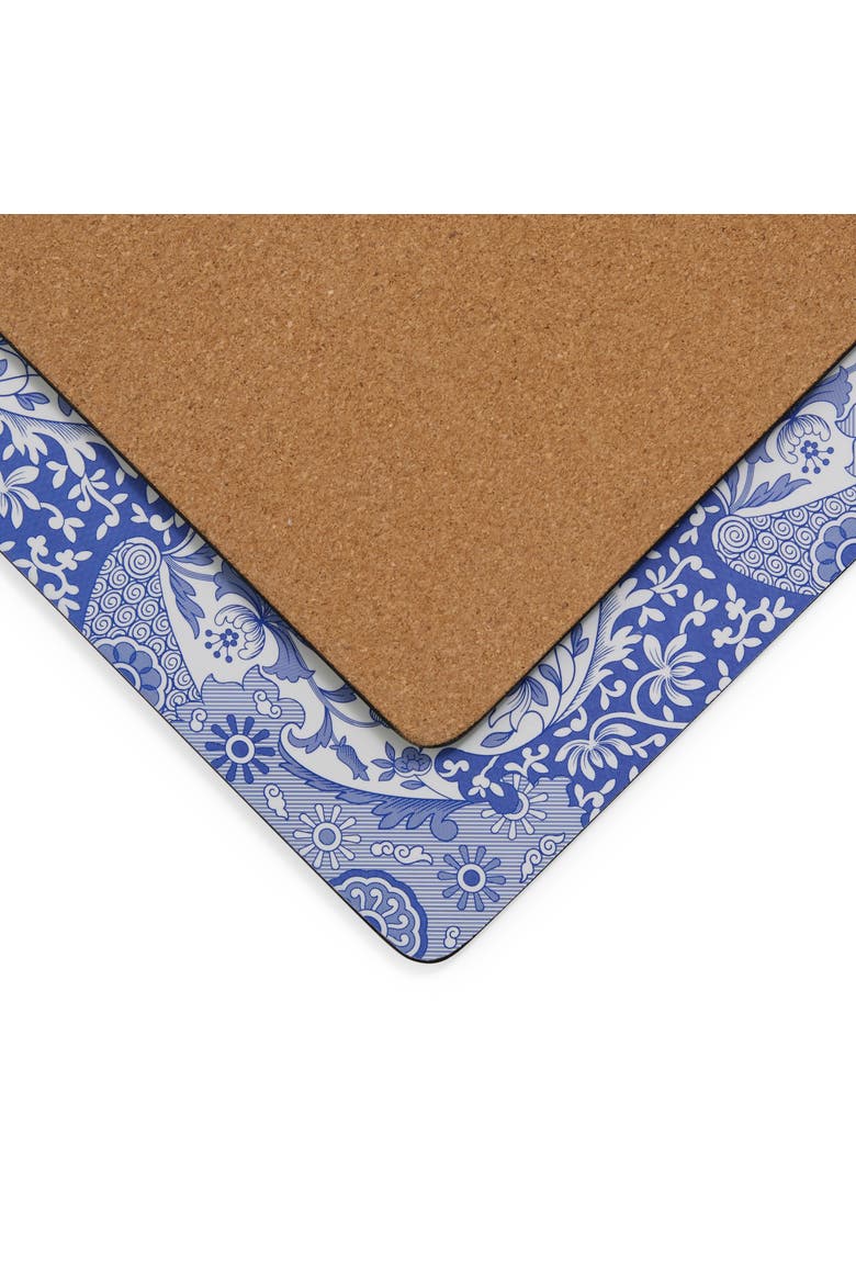 Blue Italian Christmas Set of 4 Cork Back Placemats, Alternate, color, Blue