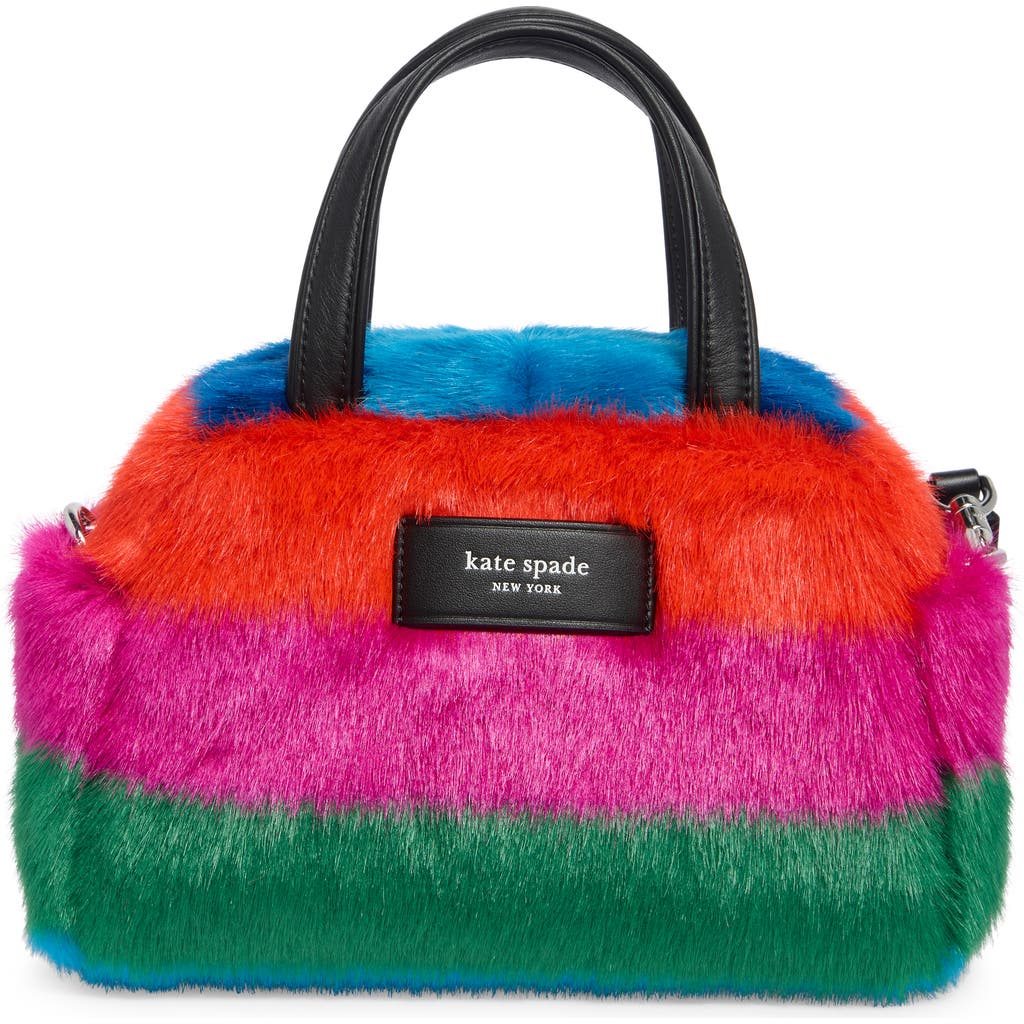 Kate Spade New York Puffed Faux-fur Stripe Satchel In Multi