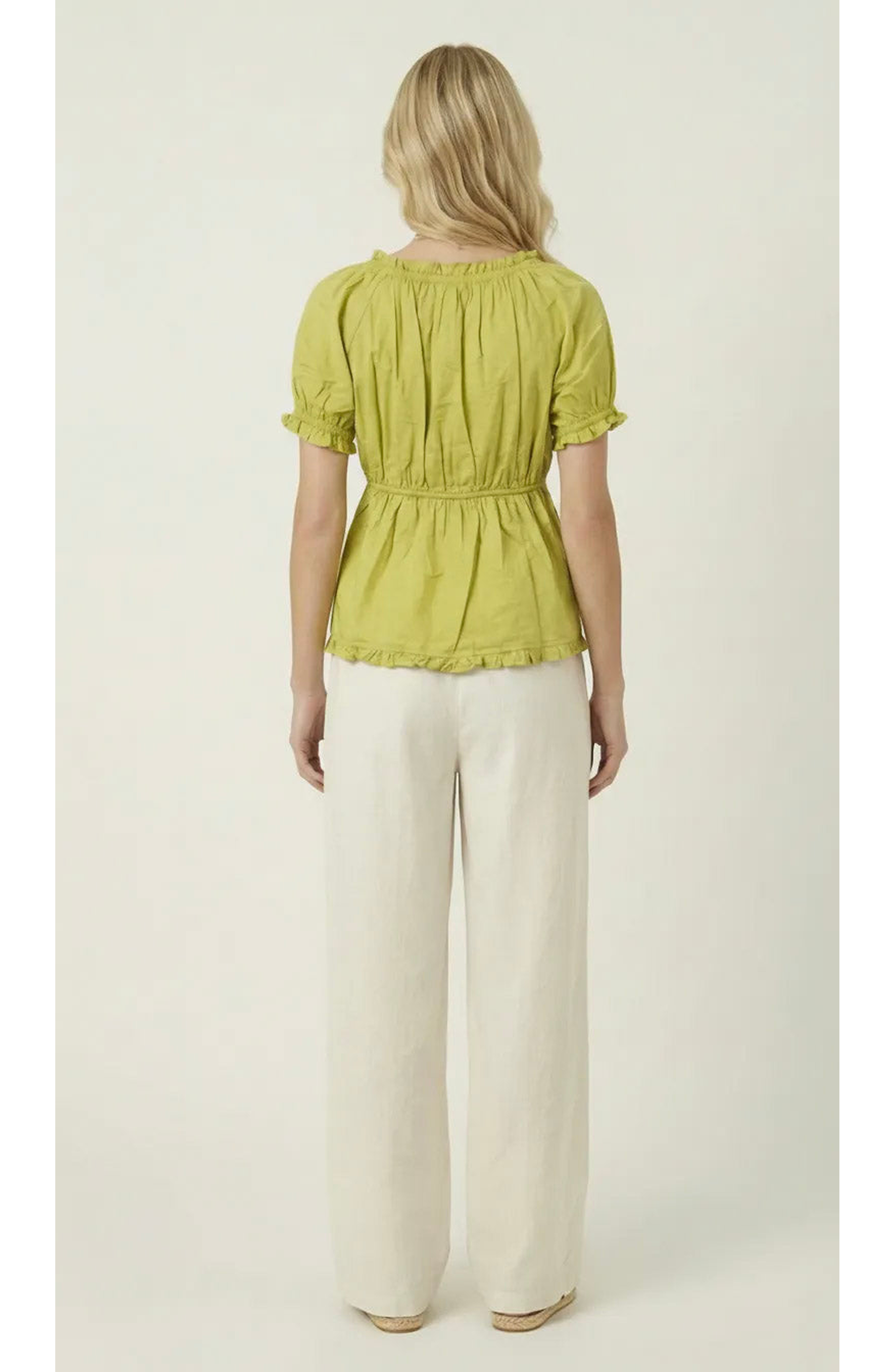 Embroidered Ruffle Trim Peplum Blouse - image 4