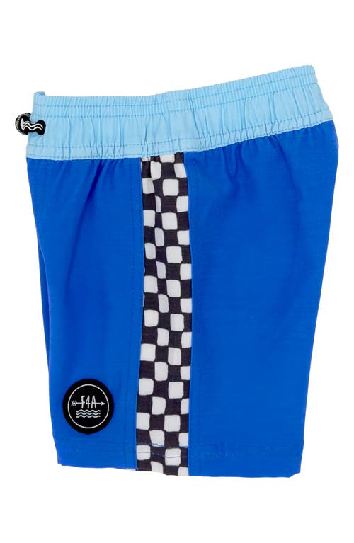 Shop Feather 4 Arrow Check Mate Volley Swim Trunks In Marina Blue