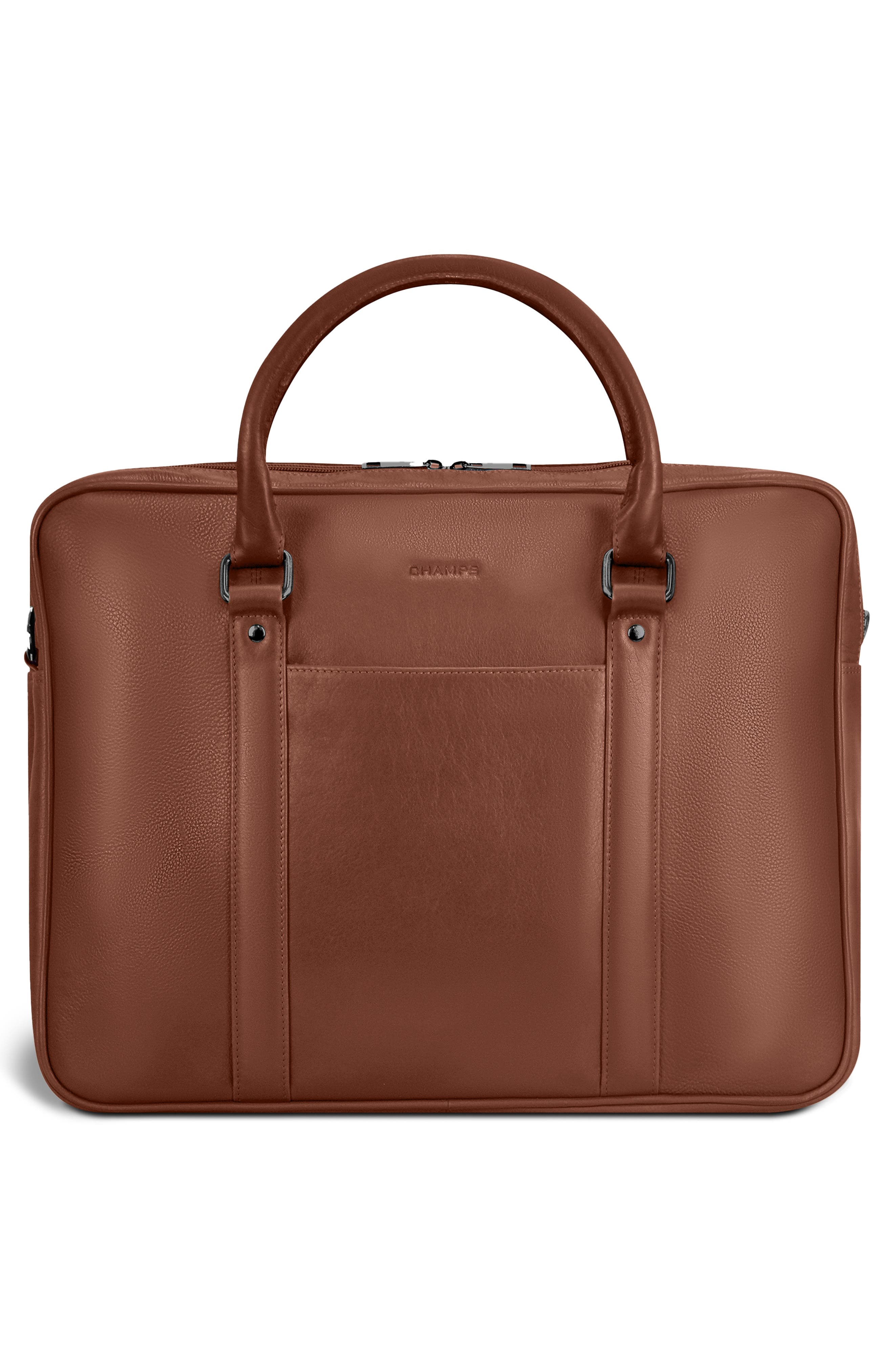 CHAMPS Onyx Leather Briefcase, Alternate, color, Brown