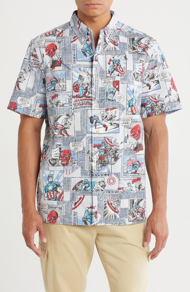 Reyn Spooner Marvel Captain America Classic Fit Button-Down Shirt, Main, color, 