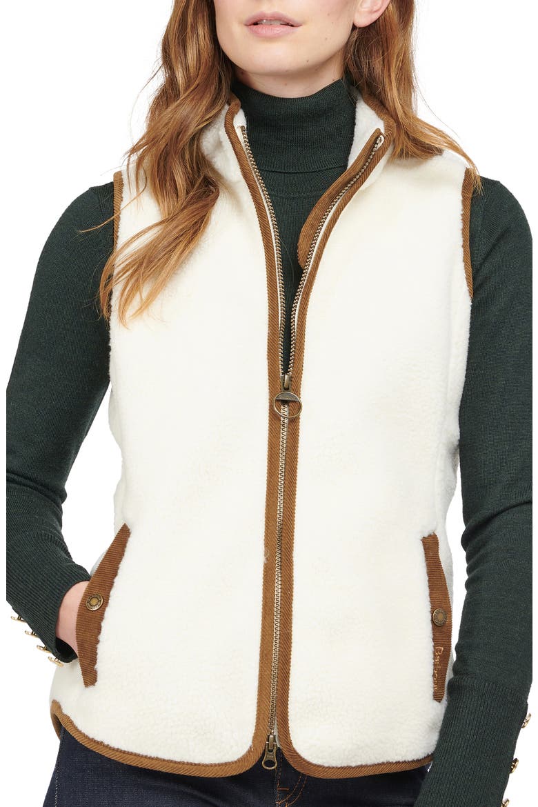 Burford Corduroy Trim Fleece Vest, Main, color, WINTER PEARL/CLASSIC