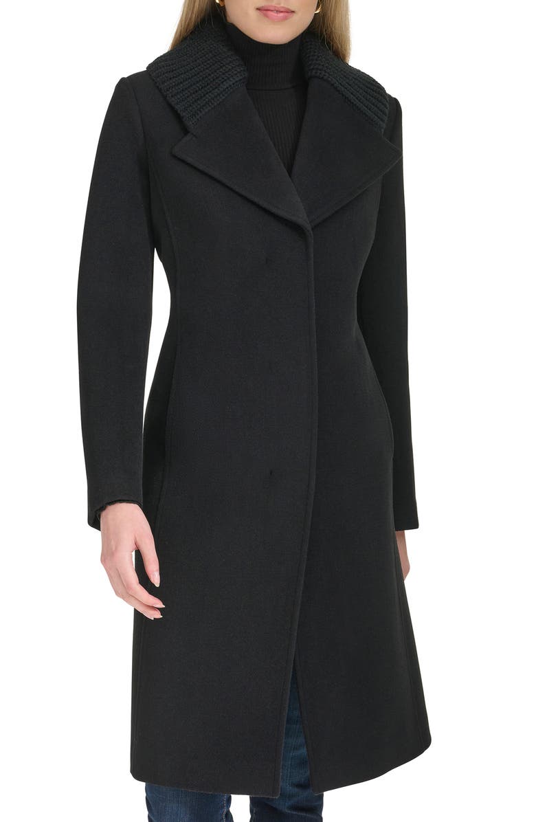 Cole Haan Signature Slick Shawl Lapel Mixed Media Wool Blend Coat, Alternate, color, 