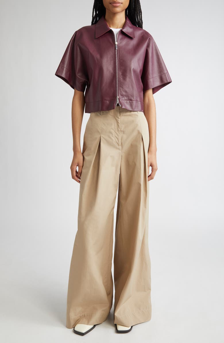 Lafayette 148 New York Warren Inverted Pleat Wide Leg Pants, Alternate, color, Clay