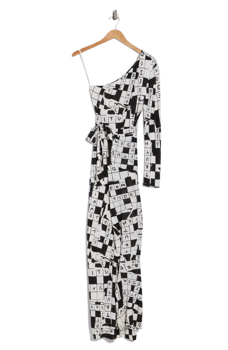 DVF Coco One-Shoulder Long Sleeve Silk Dress, Alternate, color, Dcwim