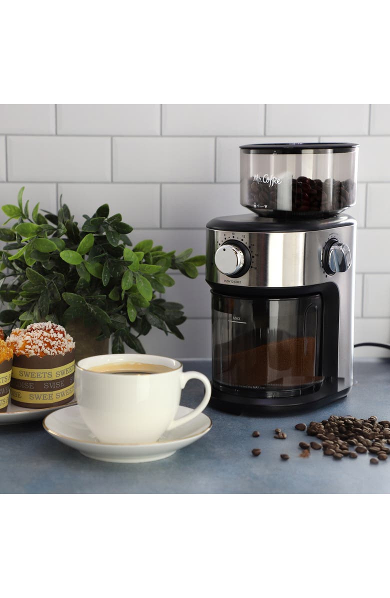 Mr. Coffee 18 Cup Automatic Burr Grinder with Removable Bean Hopper, Alternate, color, Silver