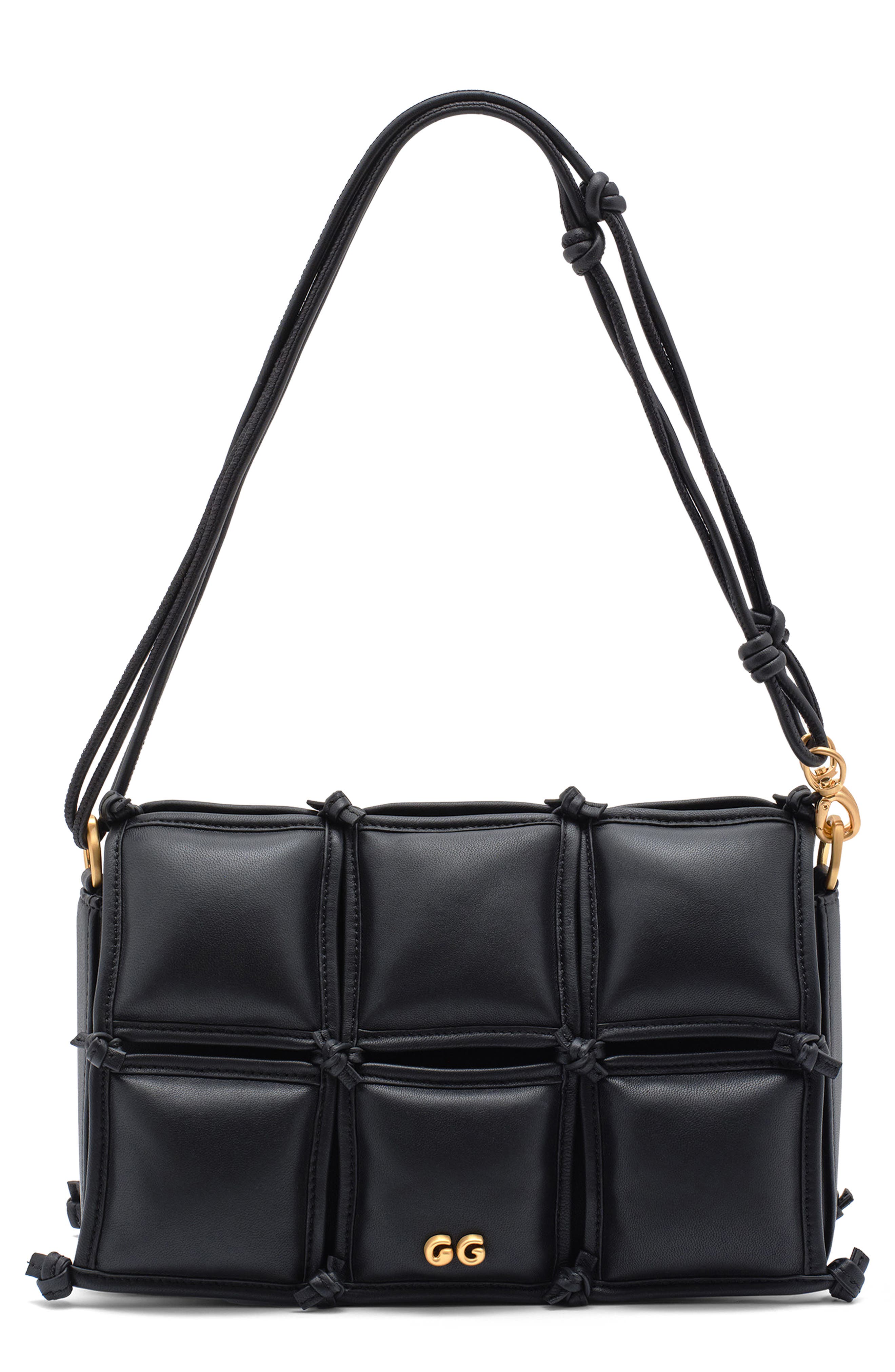 Cult Gaia Prue Patchwork Leather Crossbody Bag, Main, color, Black