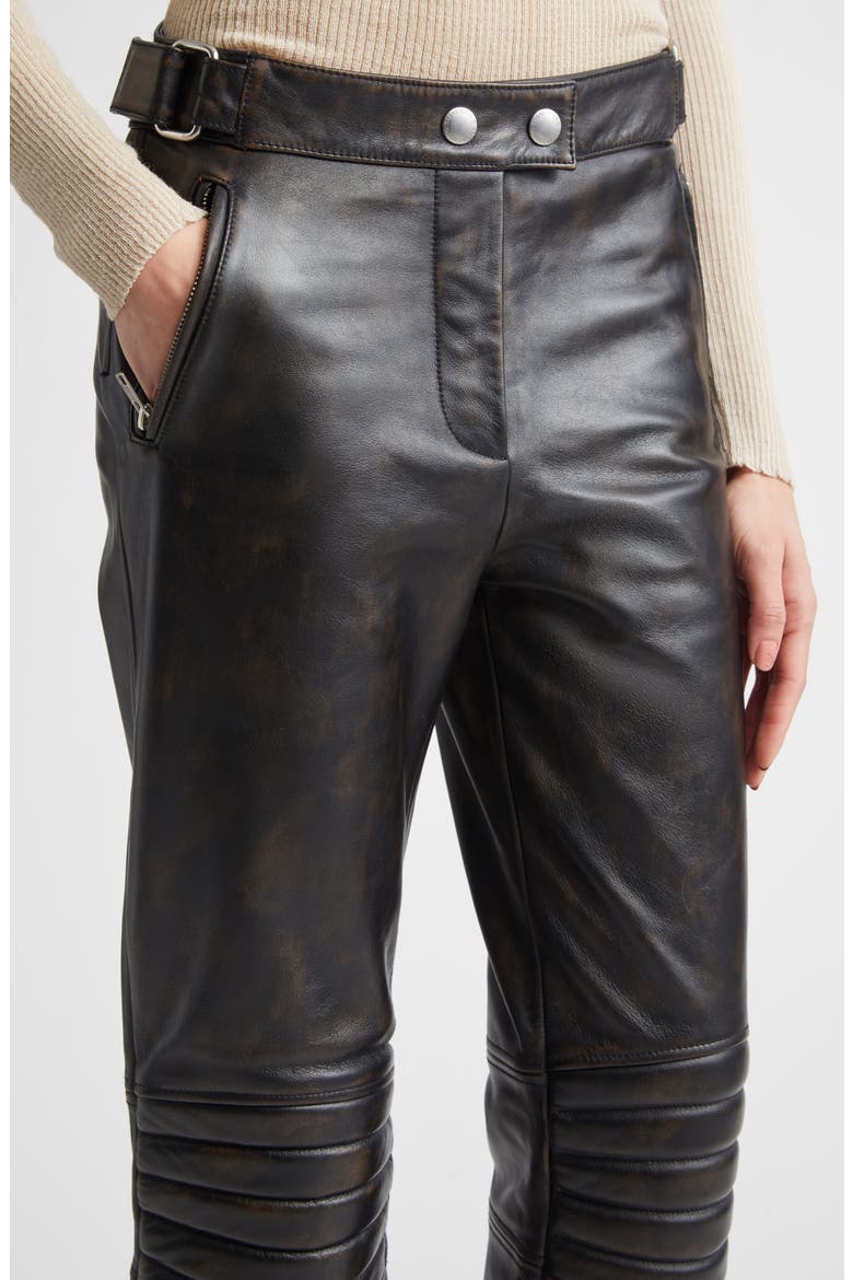 Heleen Leather Trousers, Alternate, color, WORN BLACK