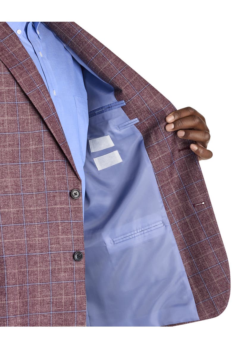Big & Tall Windowpane Sport Coat, Alternate, color, BERRY