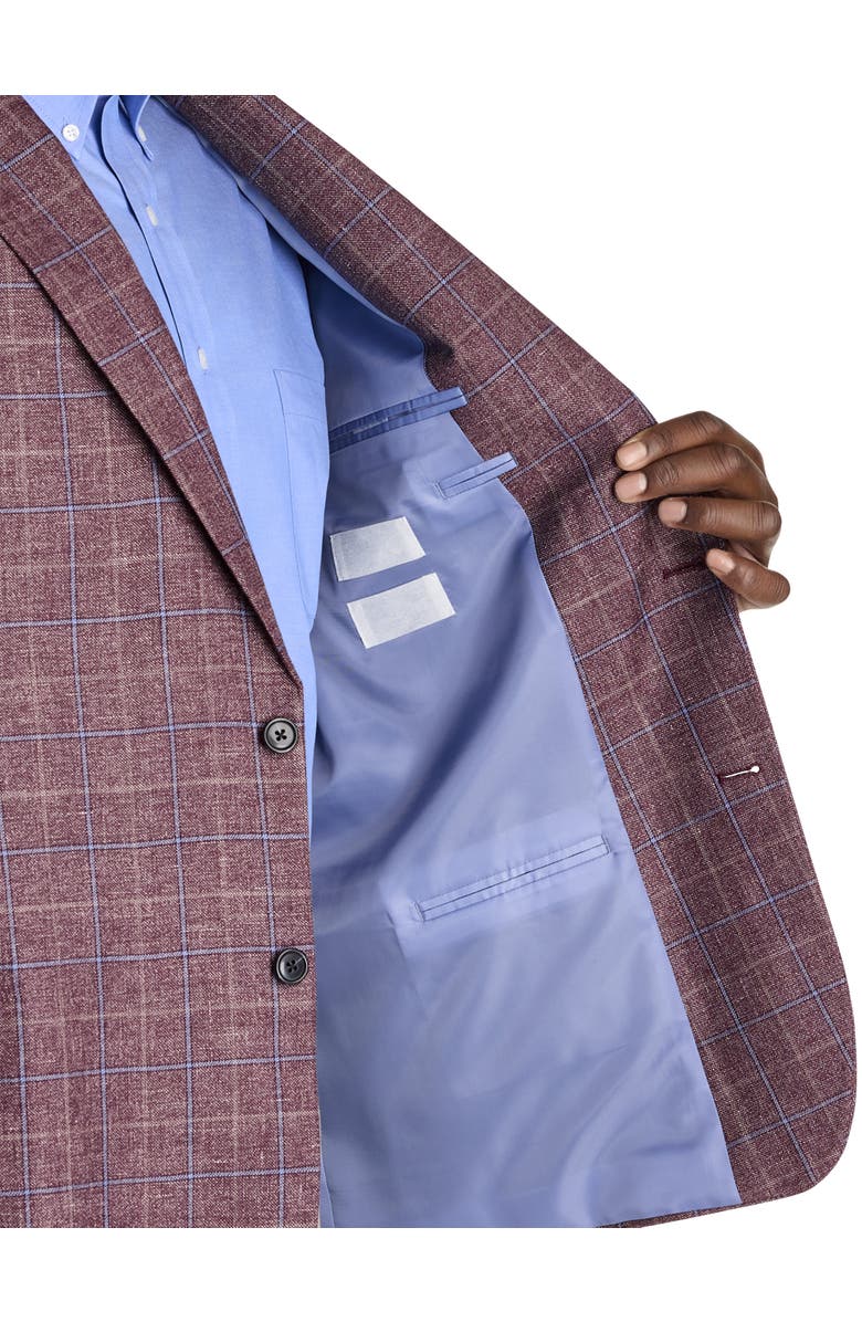 Oak Hill Premium by DXL Big & Tall Windowpane Sport Coat, Alternate, color, Berry