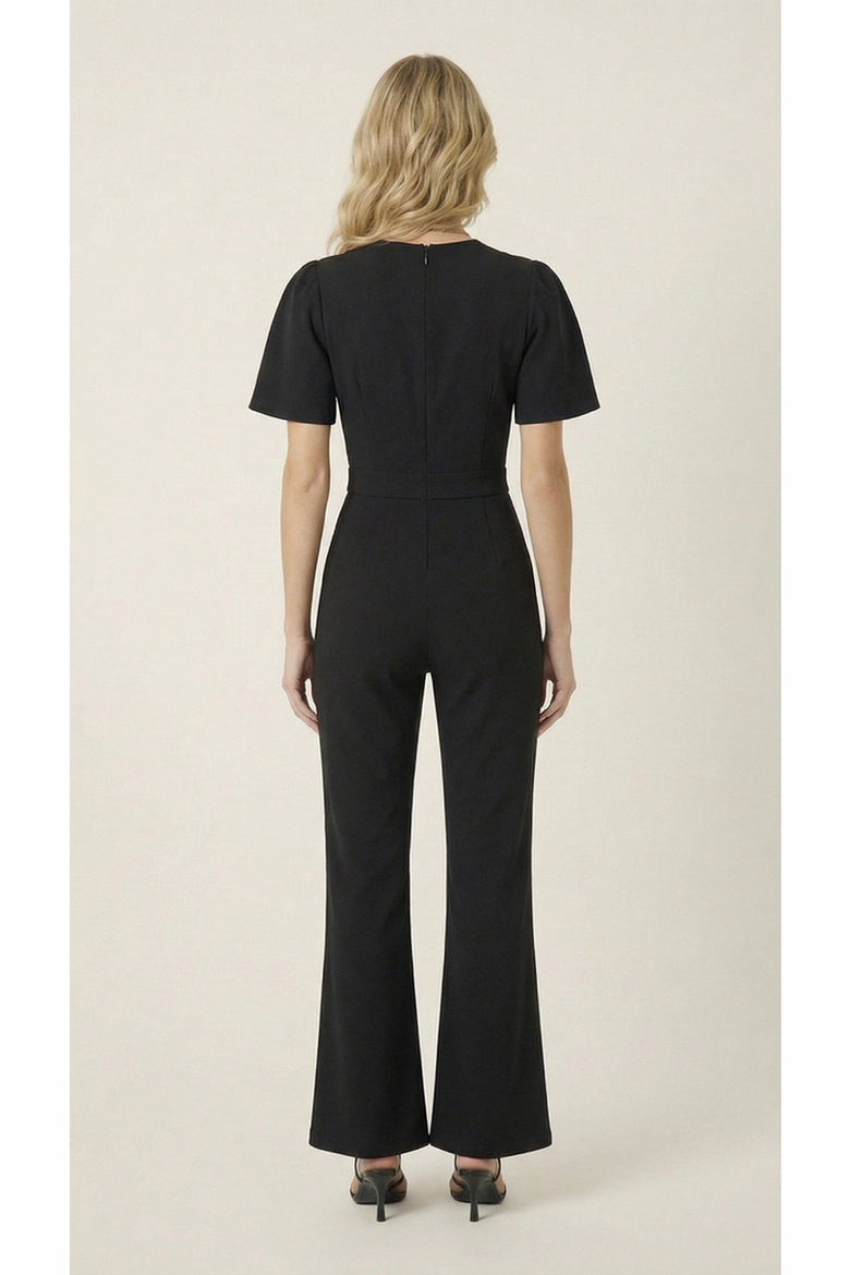 Embellished Cutout Flared Leg Jumpsuit, Alternate, color, Black
