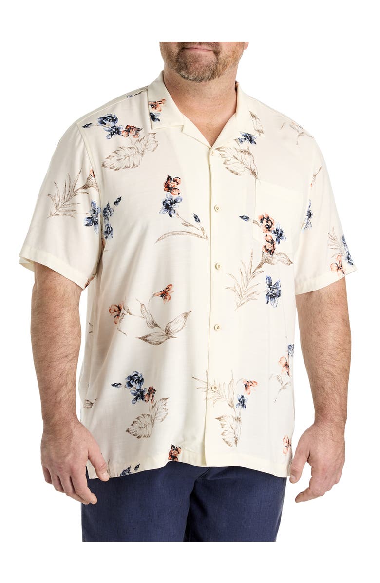 Tommy Bahama Big & Tall Veracruz Cay Vintage Flora Sport Shirt, Main, color, Vanilla Ice