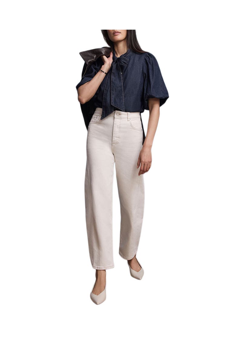 Barrel Leg High Rise Jeans, Alternate, color, Cream