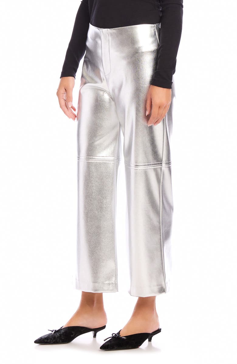 FIFTEEN TWENTY Crop Wide Leg Metallic Faux Leather Pants, Alternate, color, 