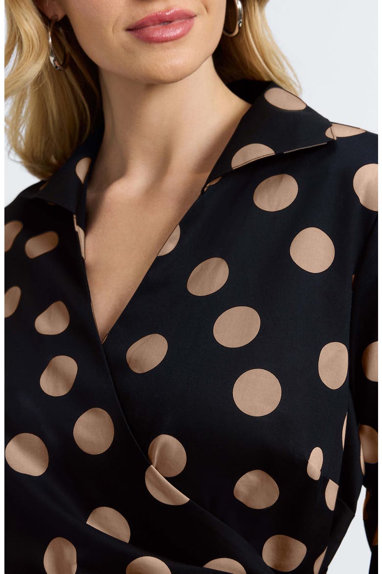 Salina Polka Dot Cotton Wrap Top, Alternate, color, BLACK/ ALMOND