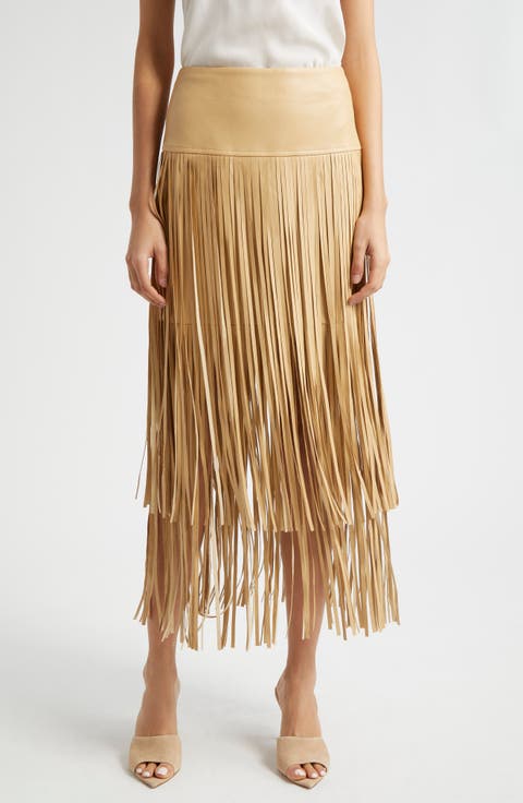 Karolina Fringe Tiered Midi Skirt