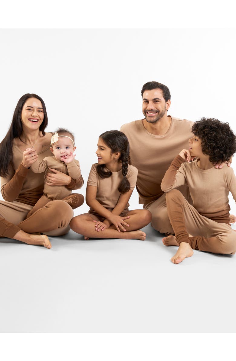 Leveret Footed Tie Dye Cotton Matching Family Pajamas, Alternate, color, Tie Dye Beige