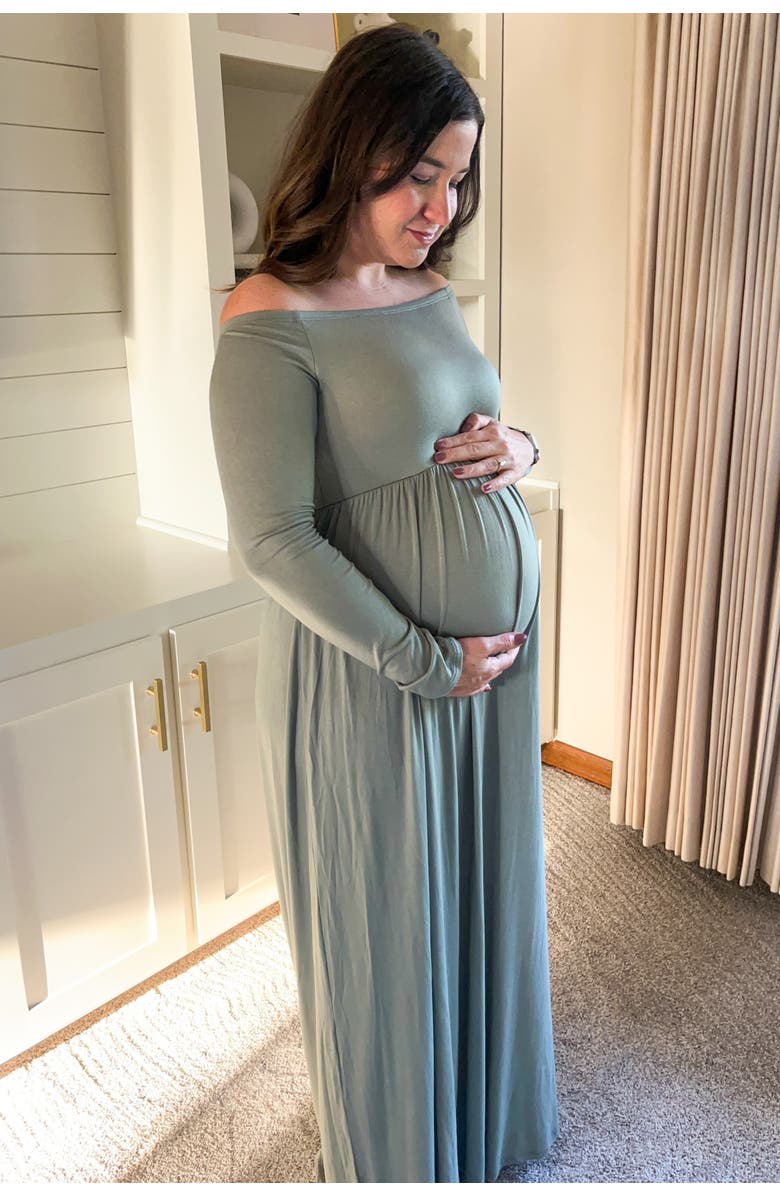 PinkBlush Off Shoulder Long Sleeve Maxi Dress, Alternate, color,