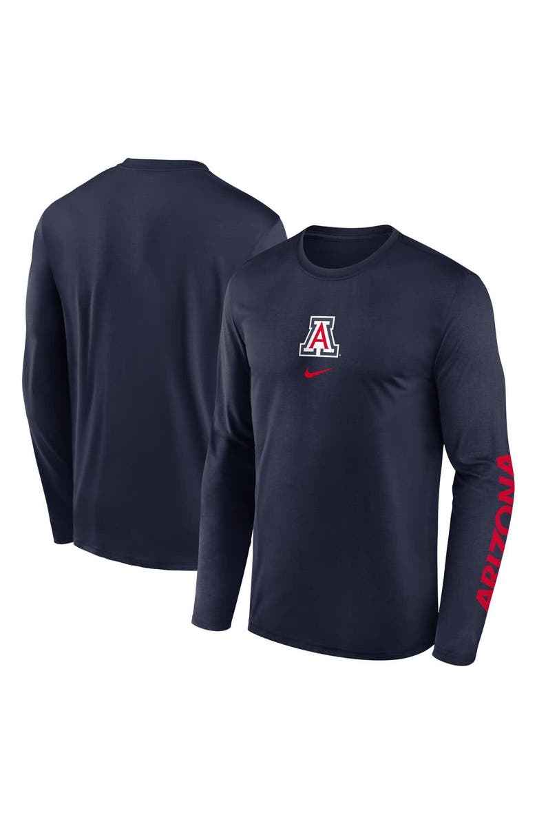 Nike Men's Nike Navy Arizona Wildcats Primetime Center Lockup Two-Hit Legend Long Sleeve T-Shirt, Main, color, Navy
