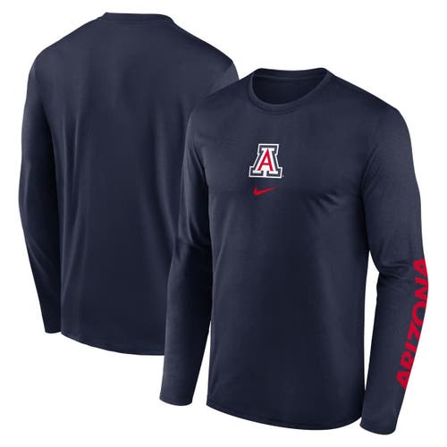 Nike Navy Arizona Wildcats Primetime Center Lockup Two-hit Legend Long Sleeve T-shirt In Navy