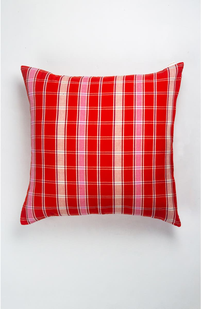 Archive New York Handwoven Holly Cotton Throw Pillow, Main, color, Red