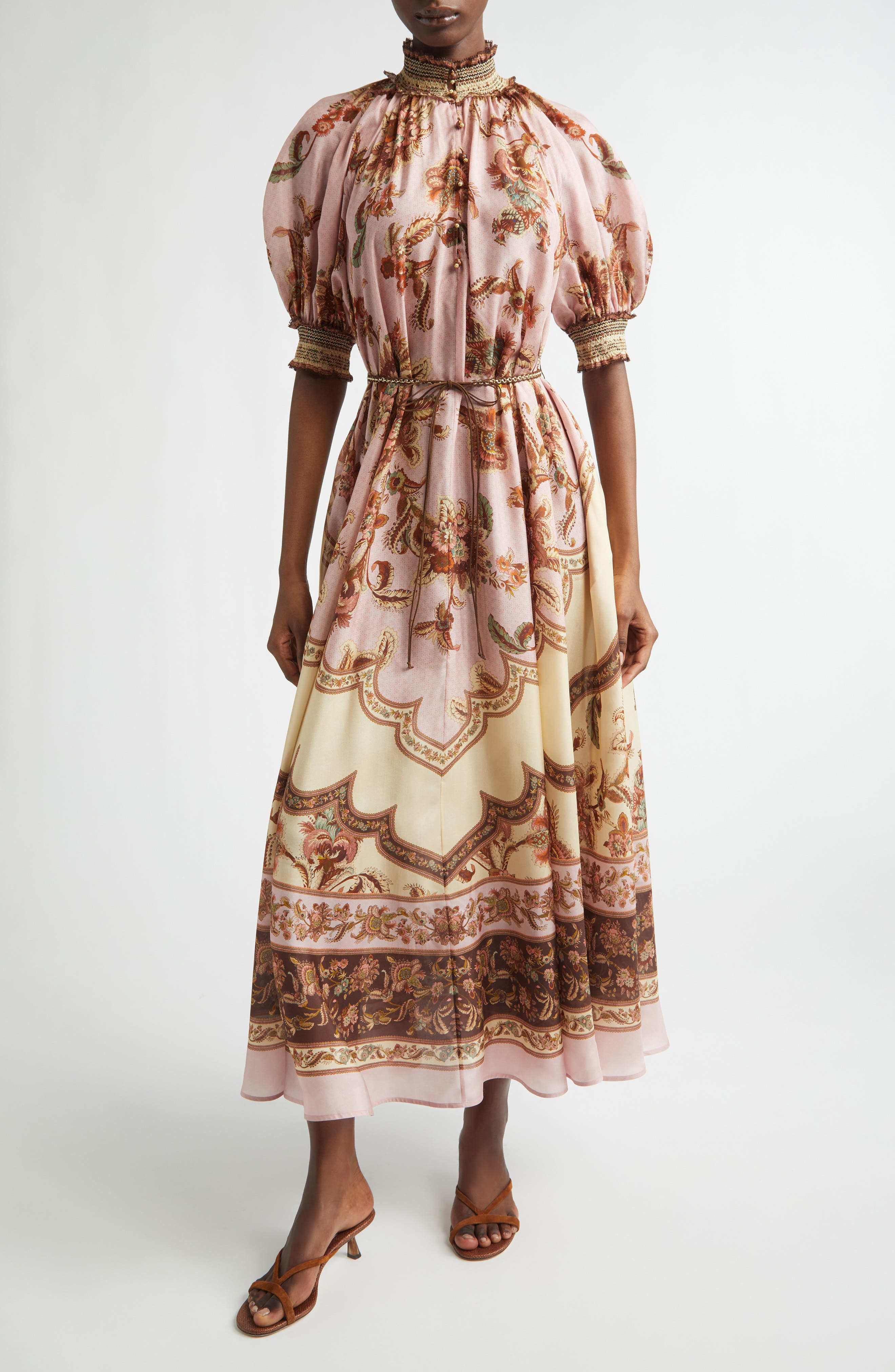 Aster Print Billow Silk Maxi Dress