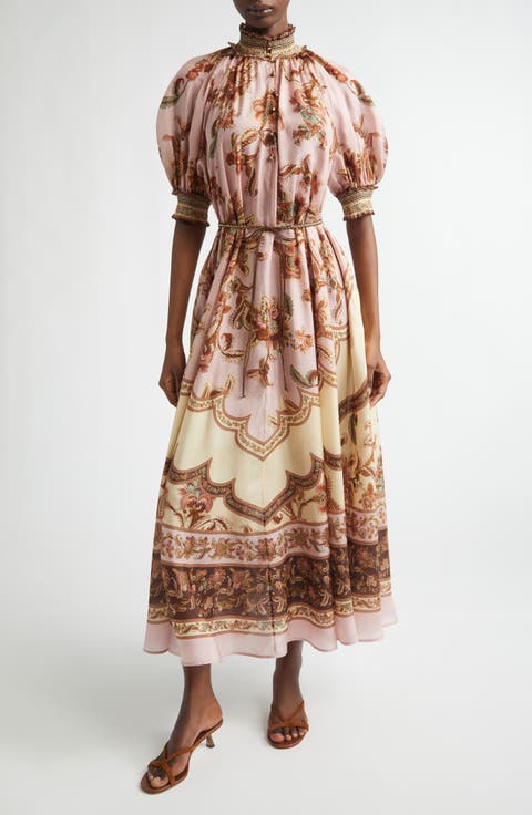 Zimmermann Aster Print Billow Silk Maxi Dress