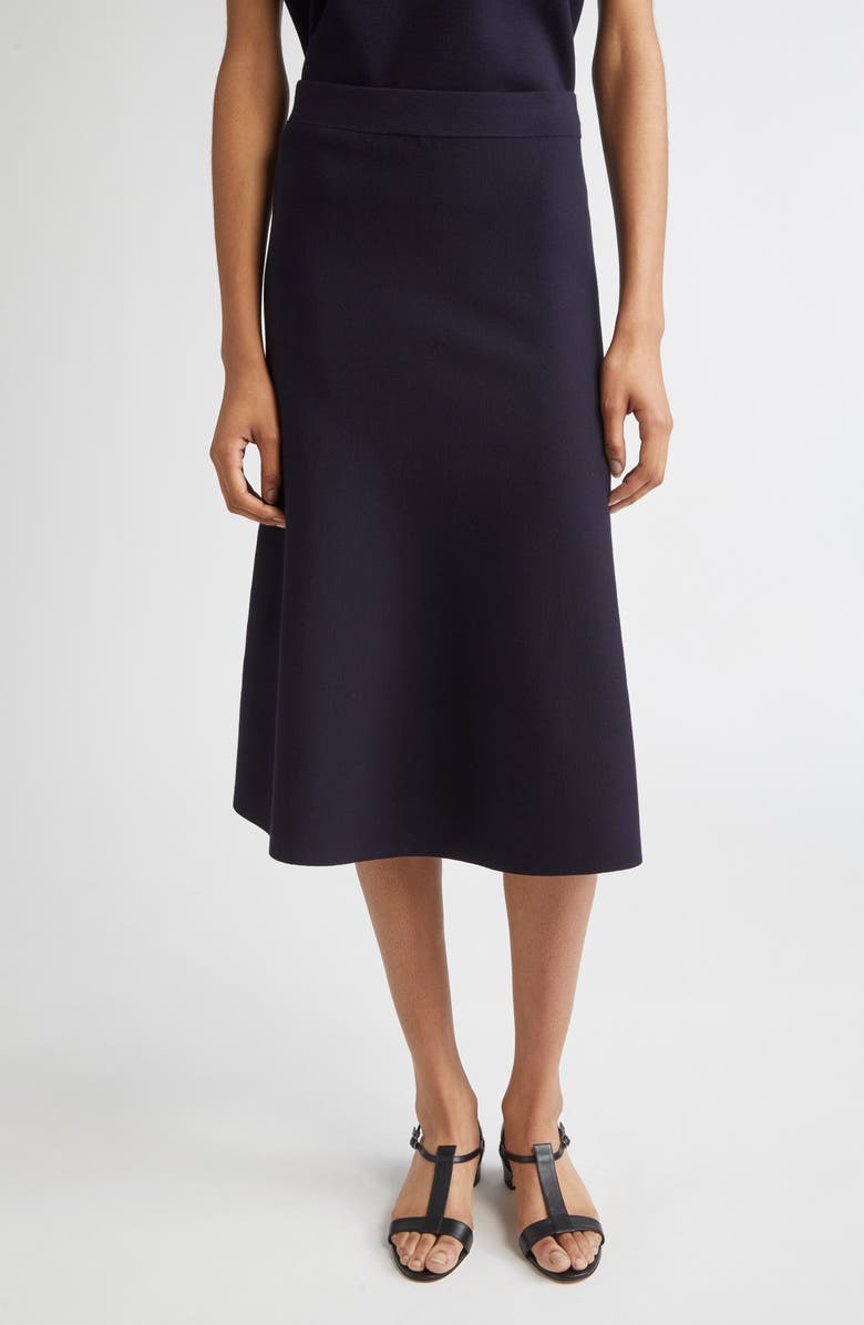 Max Mara Studio Giusy Knit Flared Skirt, Main, color, Navy