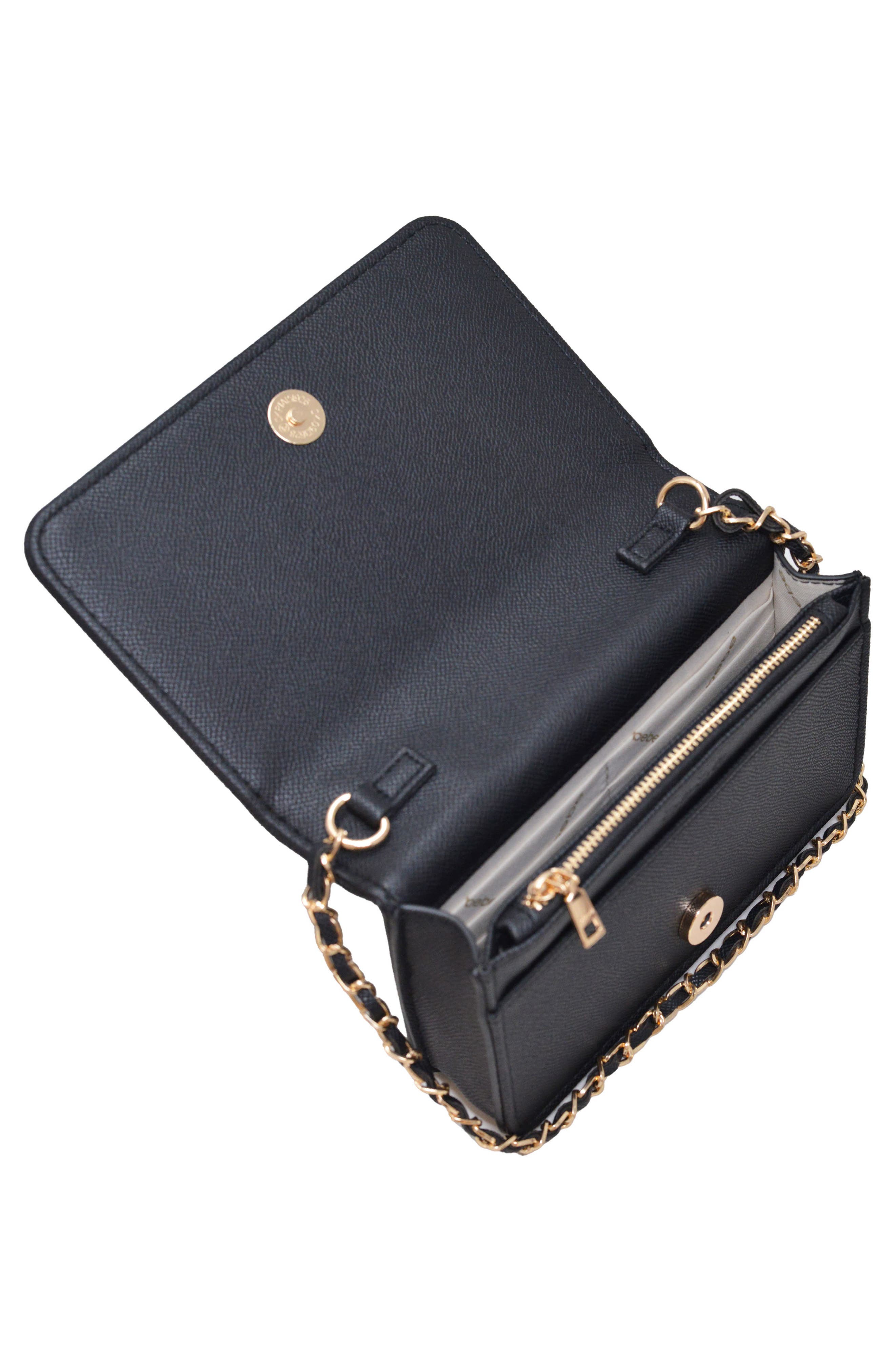 bebe Sagan Stud Crossbody and Zip Wallet, Alternate, color, Black