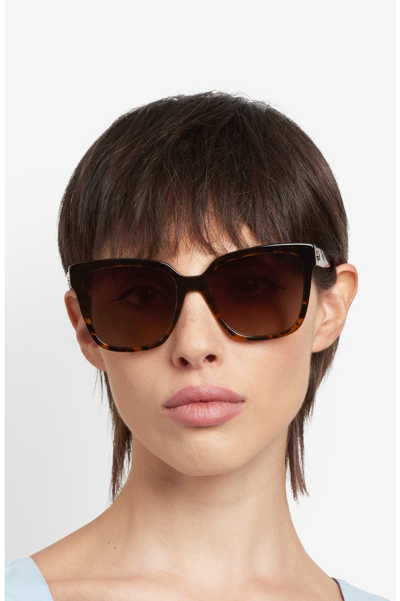 kiya 56mm square sunglasses, Alternate, color, BLACK HAVANA/ BROWN SF