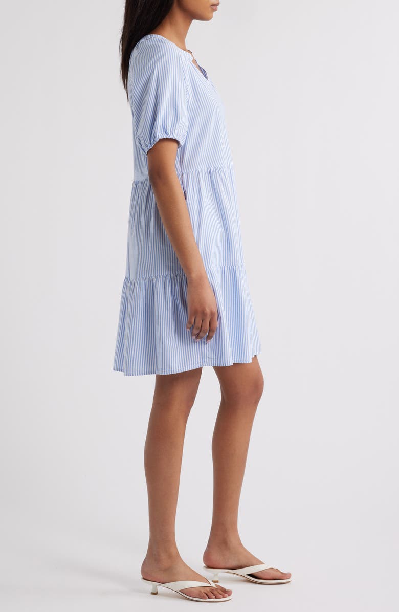 beachlunchlounge Alora Stripe Tiered Cotton Blend Dress, Alternate, color, Light Sail