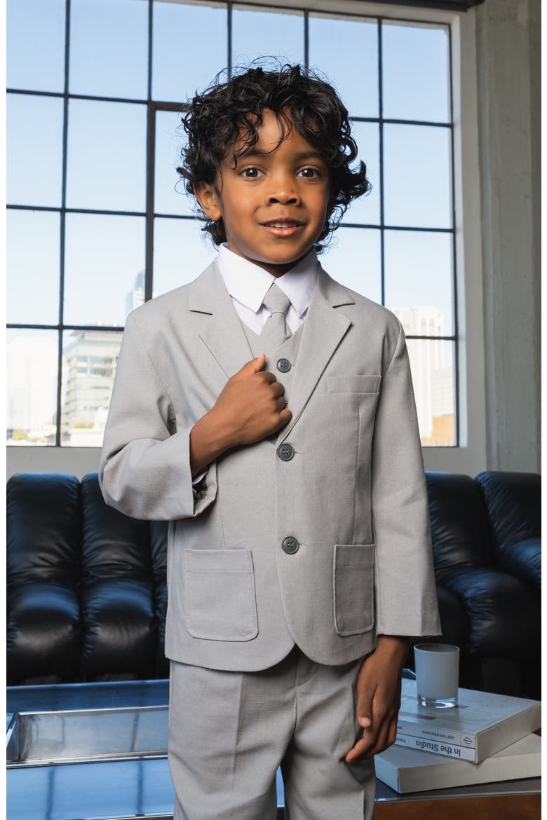 Kids' Joey Safari Linen Blend Five-Piece Suit, Alternate, color, JOEY SAFARI HEATHER