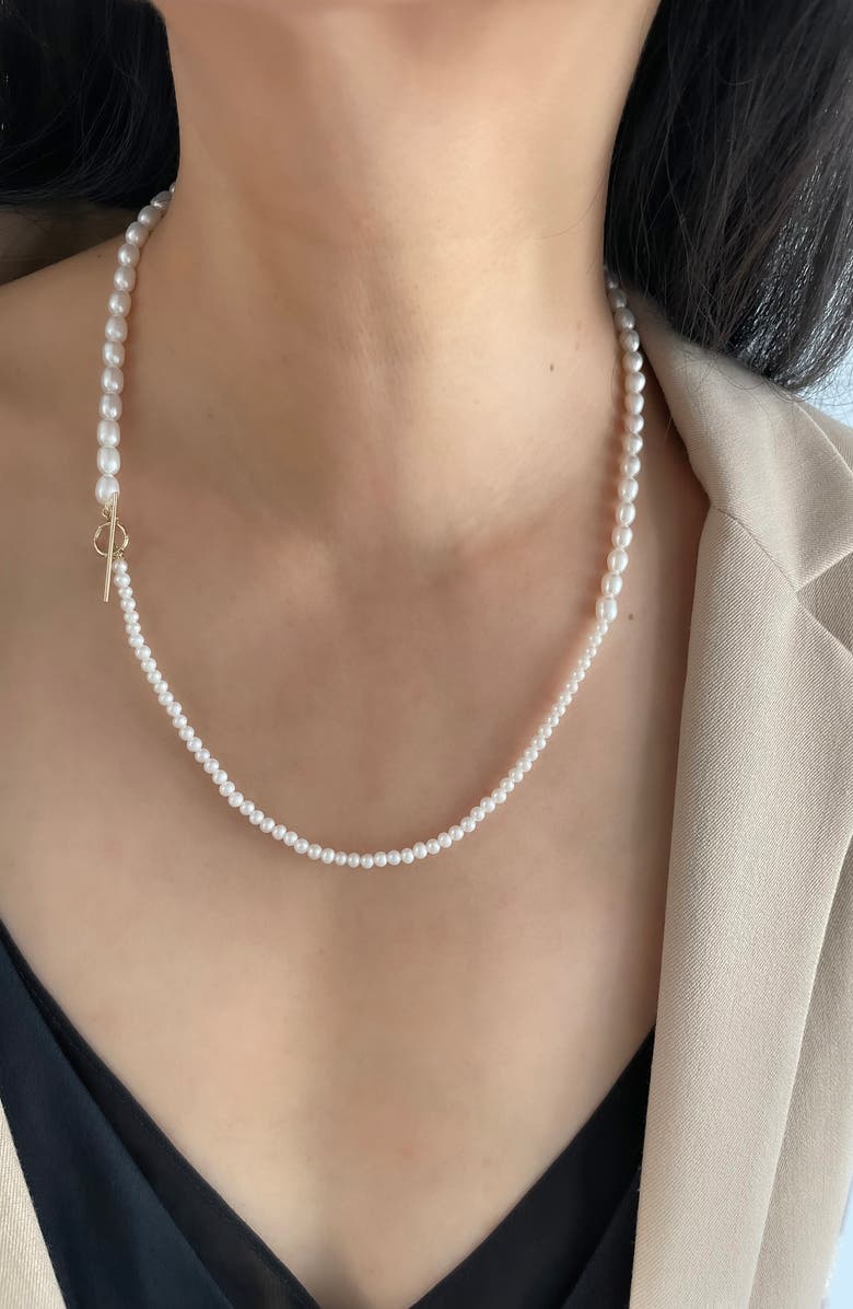 Poppy Finch Contrast Cultured Pearl & Keshi Pearl Necklace, Alternate, color, 14Kyg