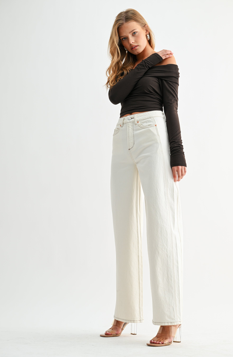 Jemina Denim Balloon Pant, Alternate, color, Ecru